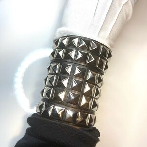 3 PCs Gothic PU leather studded Bracelets - Silver studs bracelets